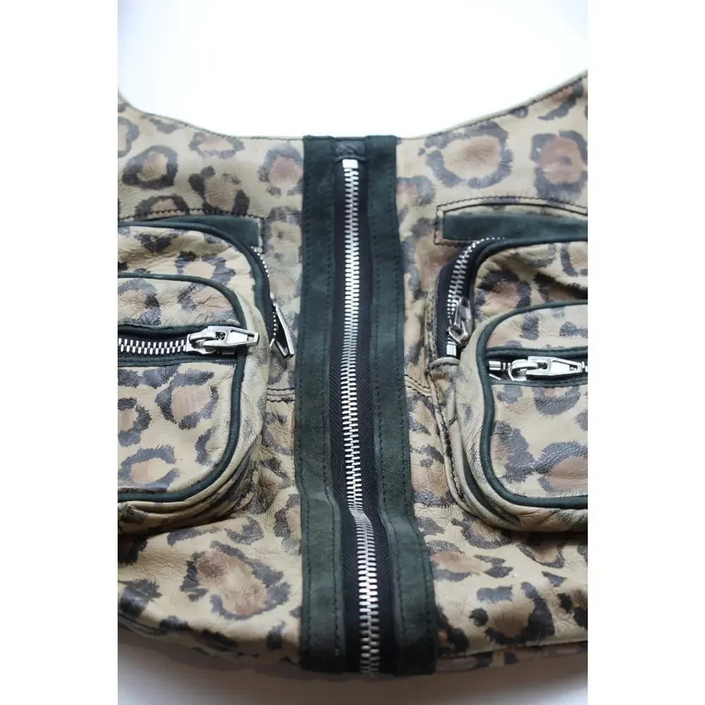 Alexander Wang Distressed Animal Print Luxury Hobo Leather Suede Med Pocketbook